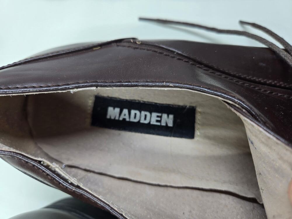 Madden Men's Brown Leather Square Toe Oxford Dress Shoes Lace Up Size 12
